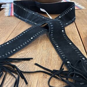 Free People Black Suede Studded Belt